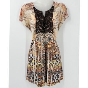 Y2k Top Womens sz XL forest Fairy Grunge Festival Boho Whimsigoth Brown Crochet